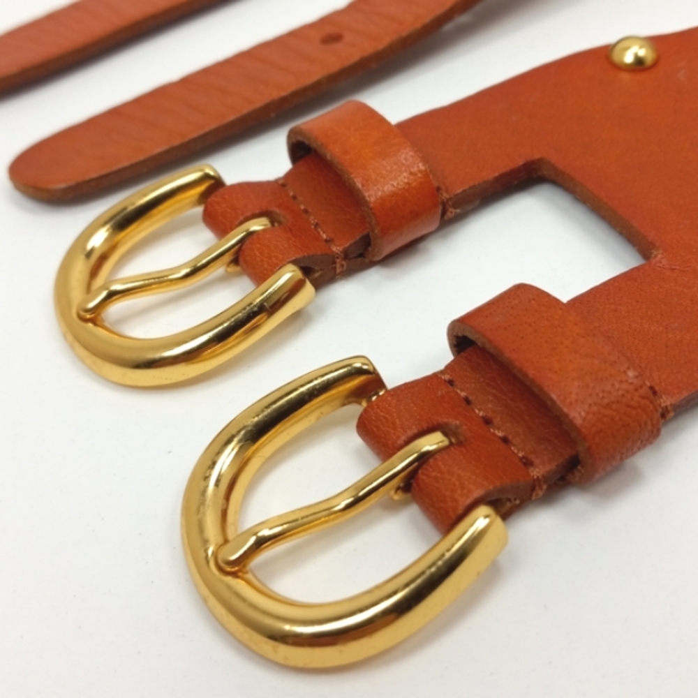 VIA SPIGA Burnt Orange Leather Belt Double Strap Gold Metal Buckles & St… - Picture 10 of 16